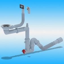 Сифон для мойки АНИ ПЛАСТ F5345SA15 ø 3 1/2x40 с переливом мойки, с гибкой трубой 40х40/50