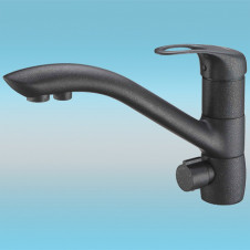 Смеситель для кухни ZorG GraniT CLEAN WATER ZR 404 KF ЧЕРНЫЙ МЕТАЛЛ под фильтр