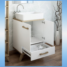 Тумба с накладной раковиной SANFLOR Ингрид 60 2 двери, 1 ящик, 600х980х450 белый