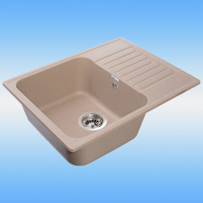 Кухонная мойка из кварца GRANFEST QUARTZ GF Z-13 песочный 620х480х180, сифон в комплекте
