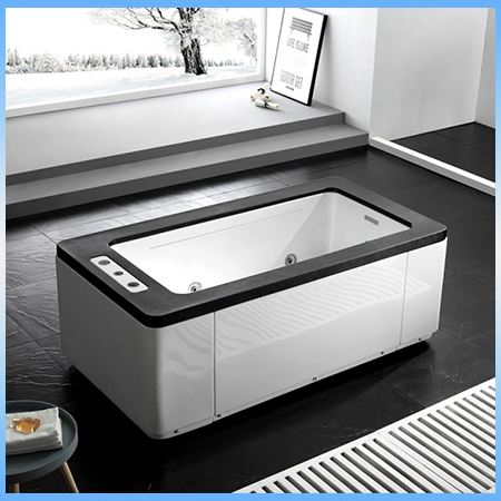Ванна акриловая GEMY G9253 Black 1700х900х600 с каркасом, прямоугольная, черная