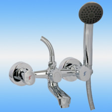 Смеситель для ванны ROSSINKA R02-81 двухвентильный, короткий плоский излив, хром