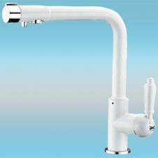 Смеситель для кухни ZorG GraniT CLEAN WATER ZR 320 YF-33 БЕЛЫЙ под фильтр