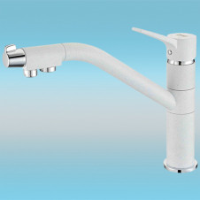 Смеситель для кухни ZorG GraniT CLEAN WATER ZR 401 KF БЕЛЫЙ под фильтр