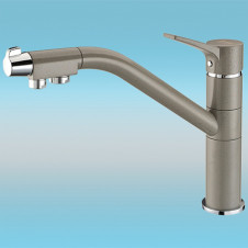 Смеситель для кухни ZorG GraniT CLEAN WATER ZR 401 KF СЕРЫЙ БЕЖ под фильтр