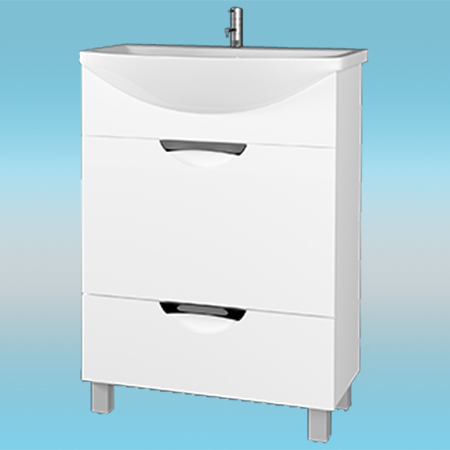 Тумба под раковину VELVEX BELVENTO QUADRO 60 2 ящика, белая (САНТЕК БАЛТИКА-60) 560х320х700