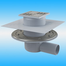 Сливной трап AlcaPlast APV1324 105×105/50 боковой, решетка сталь