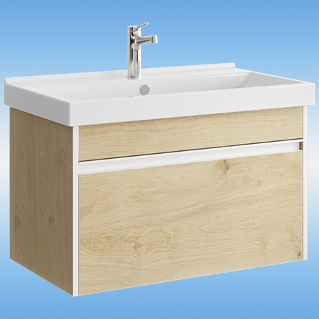 Тумба с раковиной, подвесная AQWELLA Urban 80 дуб Давос, 1 ящик 800х520х450