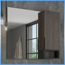 Зеркало-шкаф COMFORTY ФРАНКФУРТ-90 1 дверь, 1 полка, дуб шоколадно-коричневый 880х800х160