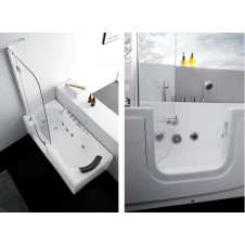 Ванна акриловая GEMY G9246 B L 1700х800х1960 с каркасом, ассиметричная , левая