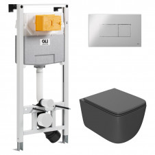 Набор OLI 120 ECO pneumatic+Панель KARISMA, хр гл+Унитаз Point Меркурий, т.сер PN41831GM