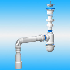 Сифон для мойки АНИ ПЛАСТ C0115 ø 1 1/2x40 с гибкой трубой 40-40/50