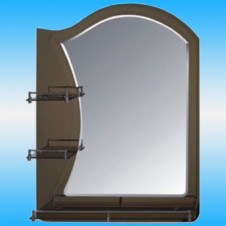 Зеркало FRAP F681 асимметричное с оливковым фоном, 3 полочки 800x600