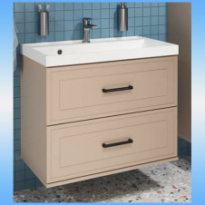 Тумба подвесная STWORKI Хадстен 80 латте + раковина Madera Classica 795x448x610