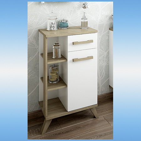 Тумба напольная SANFLOR Ингрид 50 правая 1 дверь, 1 ящик, 3 полки 500х895х350 белый