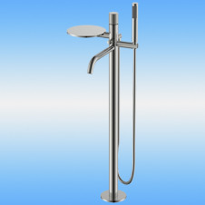 Смеситель напольный BOHEME STICK 129-NB.4 однорычажный, с ручной лейкой, мыльницей, никель