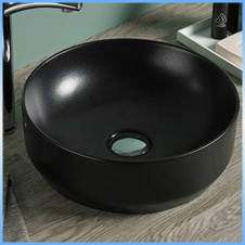 Умывальник накладной MELANA MLN-7078DMB круглый, черный матовый 355x355x125