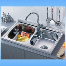 Мойка накладная LEDEME глянцевая L98060B с сифоном 800x600x180 двойная