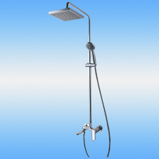 Душевая стойка BRAVAT F6125183CP смеситель однорычажный с изливом, с верхней и ручной лейкой, хром
