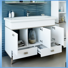Тумба с раковиной SANFLOR Бруно 105 белый 3 двери, 2 ящика, 990х740х450 (Kirovit Фостер)