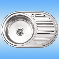 Мойка врезная LEDEME глянцевая L87750-L с сифоном 770х500х180-0.8 левая