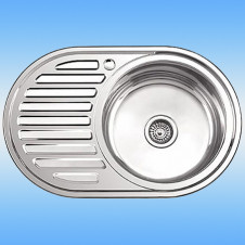 Мойка врезная LEDEME глянцевая L87750-R с сифоном 770х500х180-0.8 правая