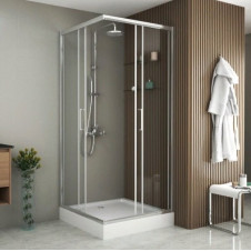 Душевое ограждение BRAVAT DROP 90x90x2000 прозрачное стекло, хром