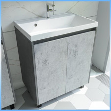 Тумба напольная Stella Polar Кибела 60 2 двери, цемент 597х450х870 с умывальником Classica 60