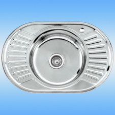 Мойка врезная LEDEME глянцевая L87750A с сифоном 770х500х180-0.8