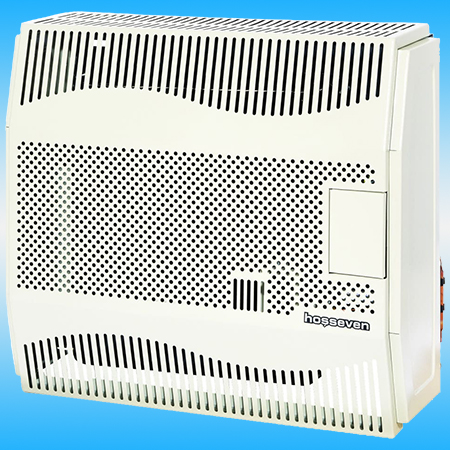 Газовый настенный конвектор Hosseven HDU-5 DKV 5кВт, чугун, закрытый, вентилятор 635х620х270