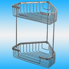 Полка LEDEME L335-1 металлическая, 2 ярусная, угловая, глубокая, хром
