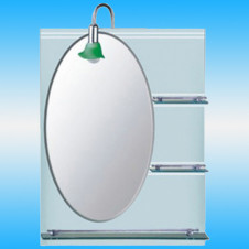 Зеркало FRAP F607 овальное с серо-матовым фоном, 3 полочки 800x600
