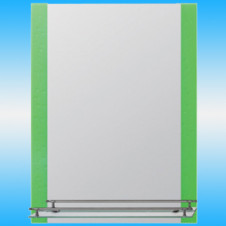 Зеркало FRAP F618 прямоугольное с зелеными краями, 1 полочка 800x600
