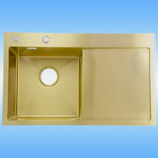 Кухонная мойка врезная AQUA D7848HLG левая 780х480х220 т 3,0 золото