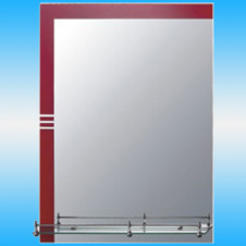 Зеркало FRAP F639-43 прямоугольное с вишневыми краями, 1 полочка 800x600