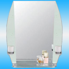 Зеркало FRAP F640-01 прямоугольное со светло-серыми изогнутыми краями, 2 стакана, 1 полочка 800x600