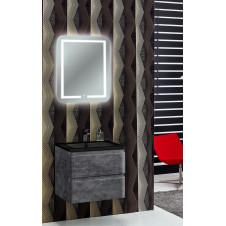Тумба подвесная VINCEA ALBA RA600 камень + раковина искуственный камень (черная) 594х476х500