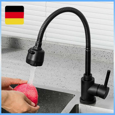 Смеситель для кухни FRAP F40993-6 однорычажный, гибкий излив, на гайке, черный