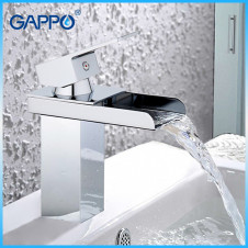 Смеситель для умывальника GAPPO YG1001 однорычажный, короткий литой открытый излив, на гайке, хром