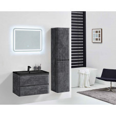 Тумба подвесная VINCEA ALBA RA800 камень + раковина искуственный камень (черная) 794х476х500