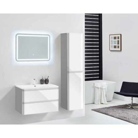 Тумба подвесная VINCEA ALBA RA800 белый глянец + раковина искуственный камень (белая) 794х476х500