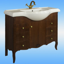 Тумба под раковину TESSORO PERLA 105 NOCE ROSSA 1 дв, 6 ящ. 1060x860x290 (с раковиной КЛАССИК 105)