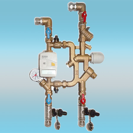 Квартирная станция VALTEC СONTROL MODUL V правая, с теплосчётчиком на 1,5 м3/час и выходами 20мм
