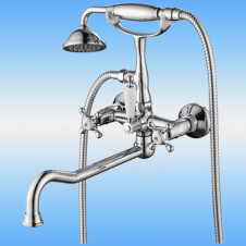 Смеситель для ванны AKSY BAGNO Lucia 201 Crome, двухвентильный, круглый излив 300, хром