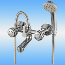 Смеситель для ванны ROSSINKA K02-83 двухвентильный, короткий плоский излив, хром