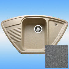 Мойка кухонная врезная GRANICOM G-008 угловая, мрамор, грей 847х504х185
