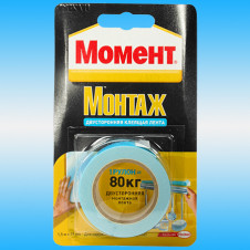 Лента клеящая МОМЕНТ ГЕРМЕНТ монтажная, двусторонняя 3г