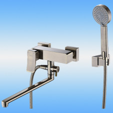 Смеситель для ванны WasserKraft Exter 1602L однорычажный, длинный плоский излив, светлая бронза