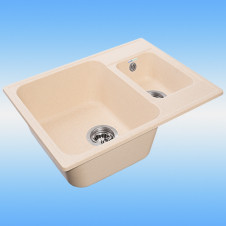 Кухонная мойка из кварца GRANFEST QUARTZ GF Z-09 бежевый 620х480х180, сифон в комплекте
