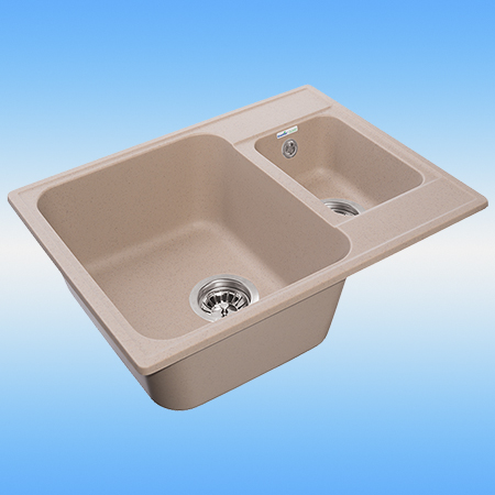Кухонная мойка из кварца GRANFEST QUARTZ GF Z-09 песочный 620х480х180, сифон в комплекте